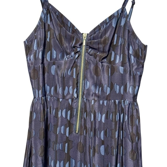 COOP Barneys New York 100% Silk Geometric Print Zip Front  Sleeveless Dress - Picture 3 of 10